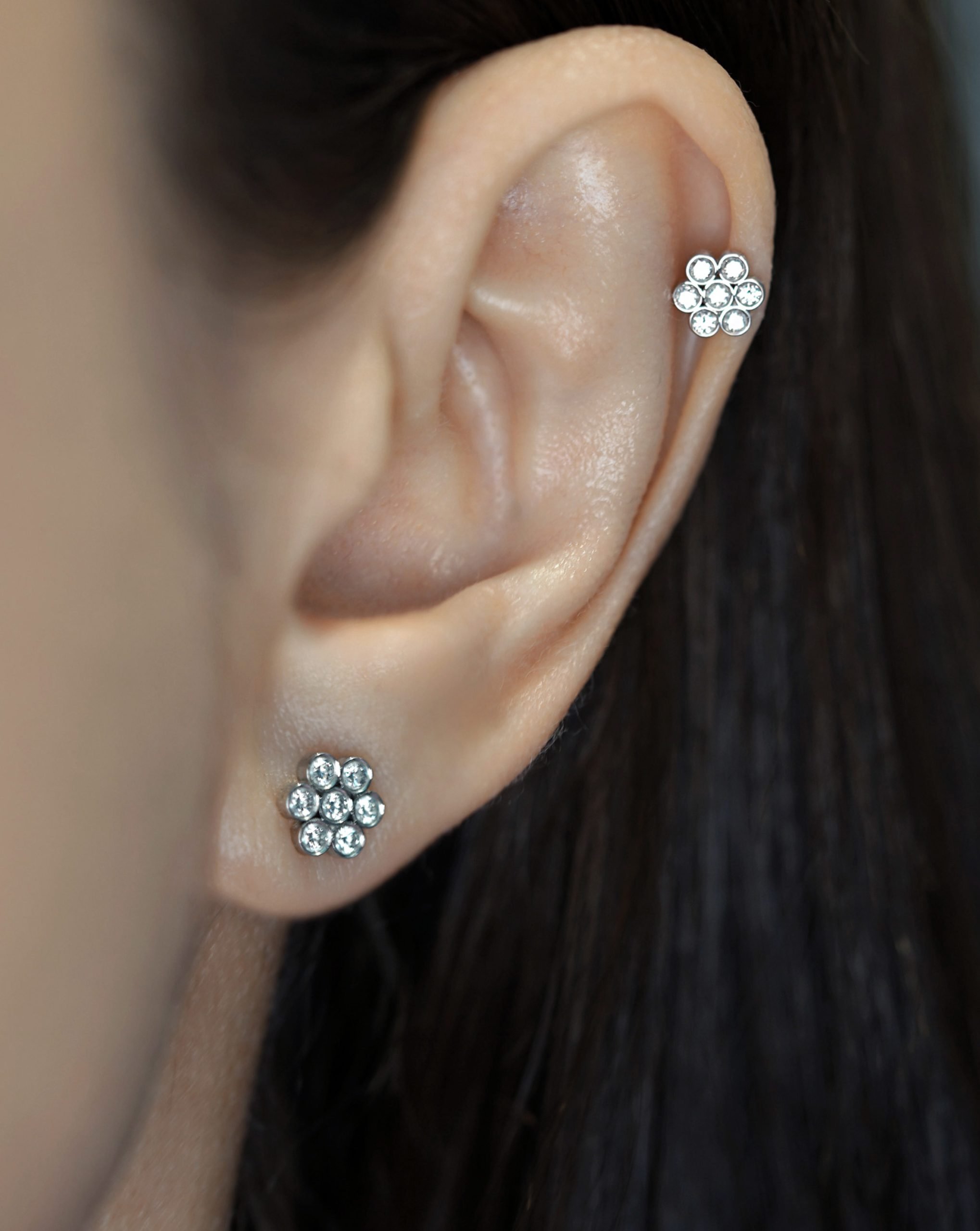 diamond flower earrings elegant 18k gold studs lena cohen fine jewellery uk