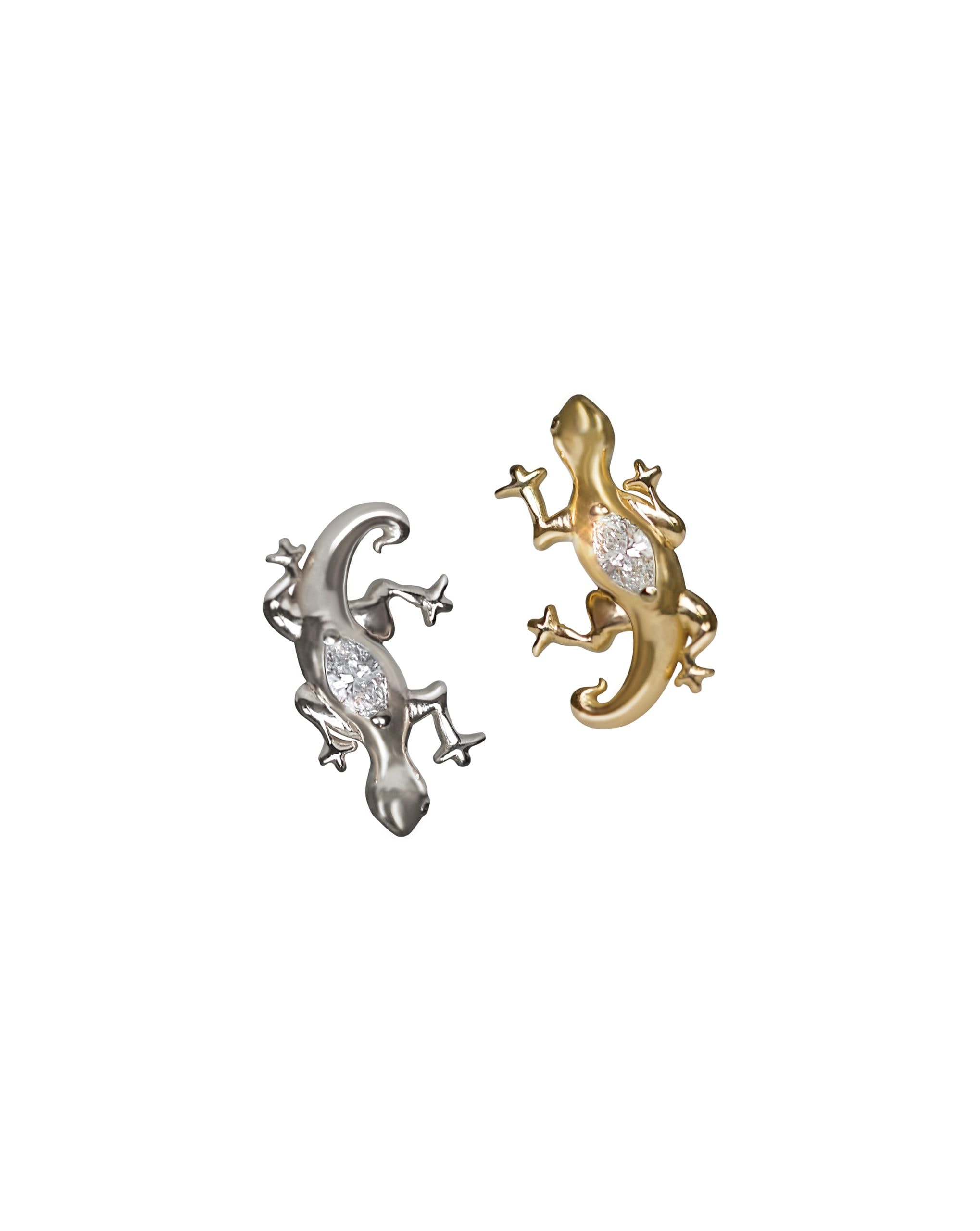 diamond salamander lizard geackos screw back studs lena cohen luxury ear piercings curated ear jewellery uk