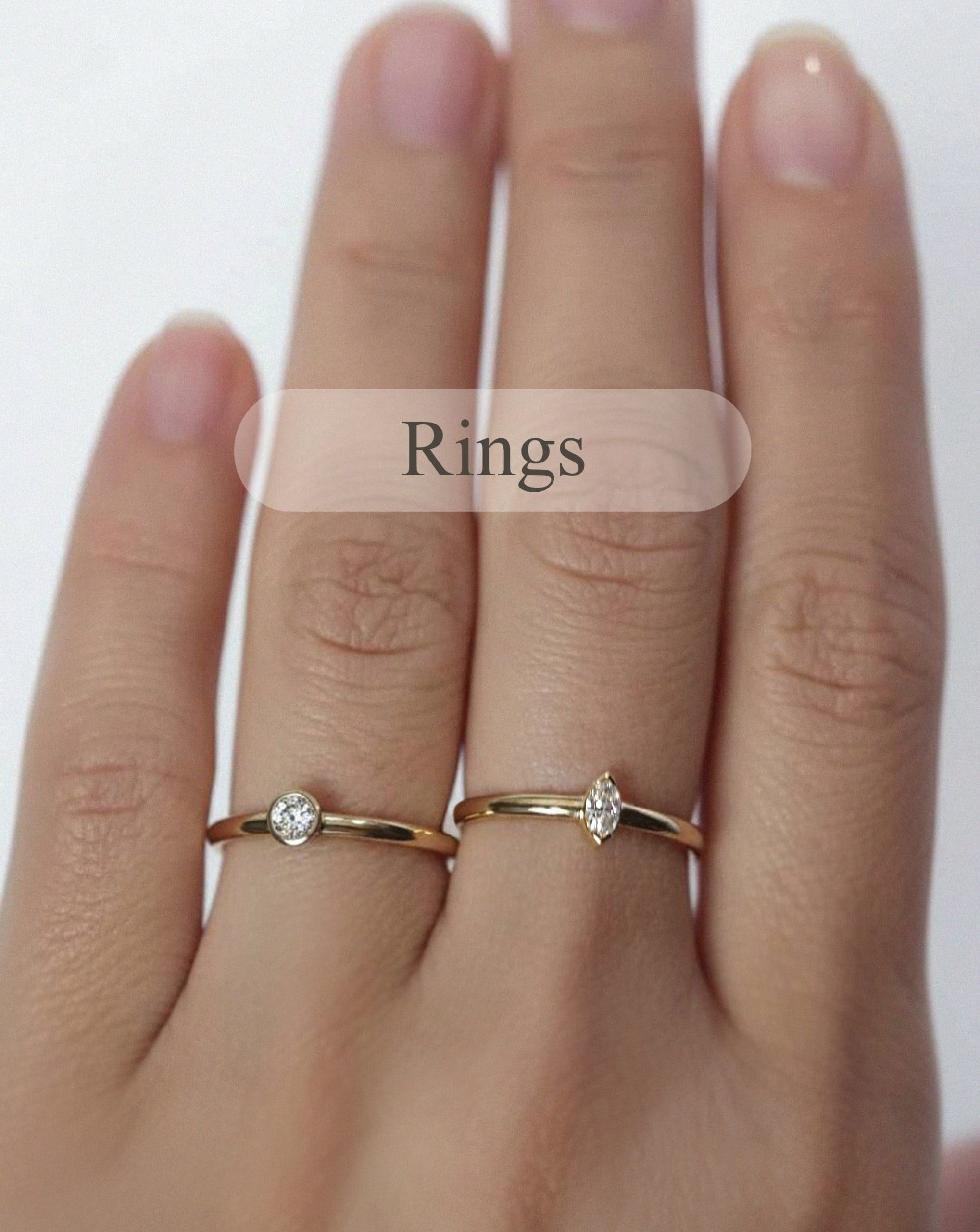 Solid 18ct gold natural diamond rings. Hallmarked and made in the UK.