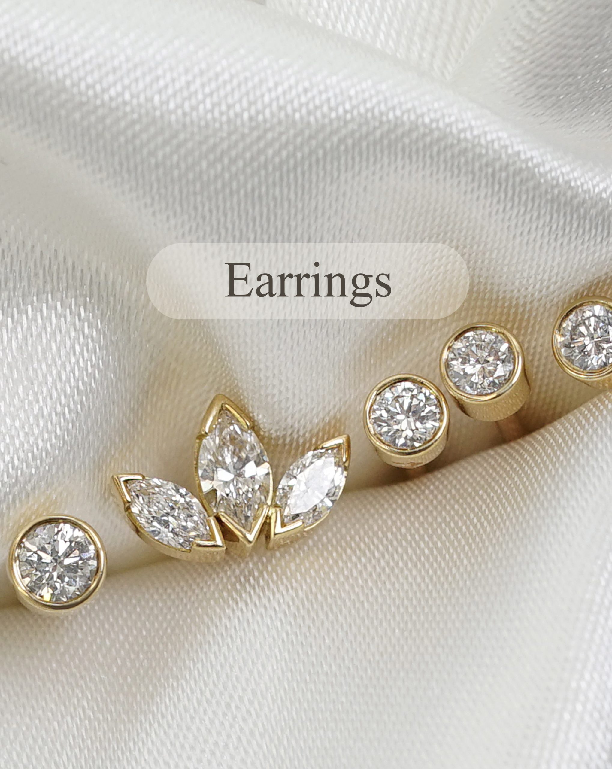Luxury handcrafted earrings in 18ct gold and natural diamonds