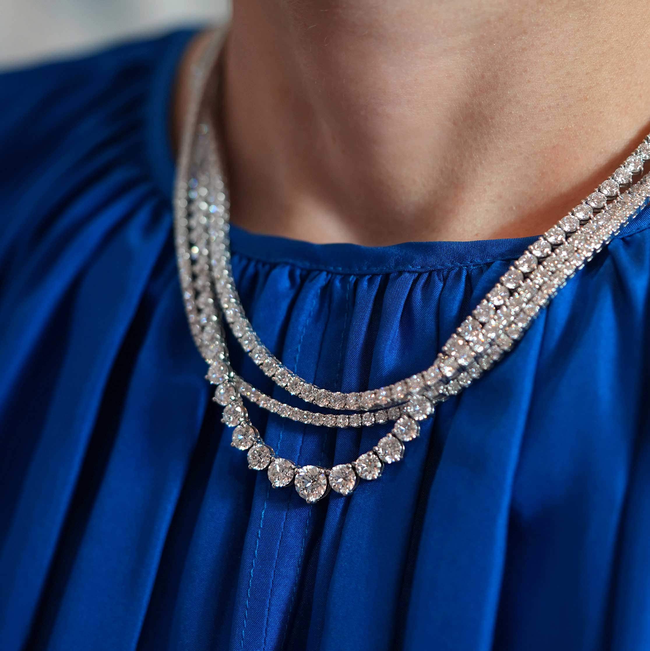Lena Cohen Jewellery - bespoke natural diamond tennis necklace guide.